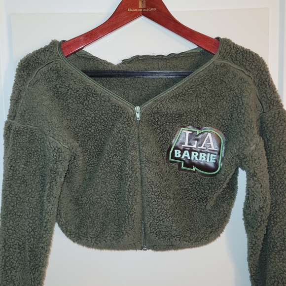 LA Barbie Croptop Zipper Sweater, Womens Medium - Picture 2 of 7